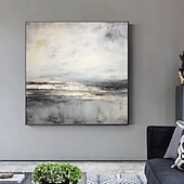 cheap Oil Paintings-Abstract Skyline Painting hand painted Extra large wall art pain ting handmade gray landscape painting on canvas large wall art gold abstract mordern painting for Bedroom Living room painting