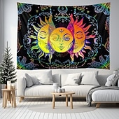 voordelige Blacklight wandtapijten-blacklight wandtapijt uv-reactief glow in the dark glow party neon zon maan mandala psychedelisch trippy mistig hangend wandtapijt muurschildering voor woonkamer slaapkamer
