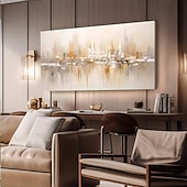 voordelige Olieverfschilderijen-goud abstract bergschilderij hand geschilderd op canvas getextureerd abstract olieverfschilderij handgemaakte muurkunst goudfolie boho muur decor helder schilderij grote moderne kunst pianting voor
