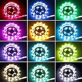 economico Controllo Bluetooth-5m Luci a Stringa 150 LED 5050 SMD 1 Set RGB Striscia LED Festa Impermeabile Autoadesivo Alimentato via USB