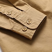 abordables Camisas de trabajo para hombre-Hombre Camisa Camisas de trabajo Camisa casual Abotonar la camisa Camisa cargo Negro Color Caquí Verde Ejército Gris Manga Larga Plano Cuello Vuelto Vacaciones Festivos Bolsillo delantero Ropa Moda