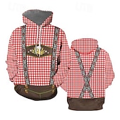 economico Abbigliamento Grafico-Felpa con cappuccio Lederhosen 3D Casual Bavarese Manica a Vescovo Tasca Frontale Grafico per Per uomo Adulti Stampa 3D  per Carnevale Birra Oktoberfest Vacanza Feste