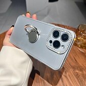 cheap iPhone Cases-Phone Case For iPhone 15 Pro Max Plus iPhone 14 13 12 11 Pro Max Plus Back Cover with Stand Holder Bling Glitter Shiny Shockproof TPU Plating Metal
