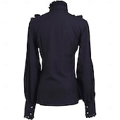 preiswerte Oberteile-Retro Vintage Mittelalterlich Renaissance Bluse / Hemd Pirat Prinzessin Einfarbig Damen Seeräuber königlich Steampunk Halloween Karneval Maskerade Alltagstauglich Erwachsene Hemd