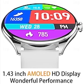abordables Montres connectées-696 QS28 Montre intelligente 1.43 pouce Smartwatch Montre Connectée Bluetooth ECG + PPG Podomètre Rappel d&#039;Appel Compatible avec Android iOS Femme Hommes Mode Mains-Libres Rappel de Message IP 67