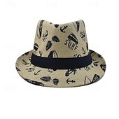cheap Fedora Hat-Men&#039;s Kentucky Derby Hat Sun Hat Party Hat Dress Hat White khaki Cotton Fashion Casual Street Daily Coconut Tree Sunscreen Breathable