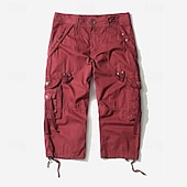 cheap Outdoor-Men's Capri Cargo Shorts Cargo Shorts Shorts Capri Pants Hiking Shorts Leg Drawstring 6 Pocket Plain Comfort Outdoor Daily Going out Fashion Streetwear Black Army Green