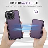 Недорогие Чехлы для iPhone-телефон Кейс для Назначение айфон 16 Айфон 15 Про Макс Плюс iPhone 14 13 12 11 Pro Max Plus Кейс на заднюю панель со стендом Съемный Магнитный Ретро ТПУ ПК Кожа PU