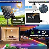 baratos Luzes solares de corda-luzes de corda solares ao ar livre à prova d&#039;água 164 pés 500led luzes de tubo com 2400mah tipo c temporizador de carregamento 8 modos reguláveis cintilação luz de corda de fada para jardim quintal