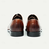 baratos Formal-Homens Sapatos sociais Couro Couro de grão integral italiano Confortável Antiderrapante Com Cadarço Preto Marron