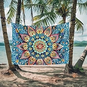billige Mandala Teppe-mandala bohem blå grønn hengende billedvev veggkunst stor billedvev veggmaleri dekor fotografi bakteppe teppe gardin hjem soverom stue dekorasjon