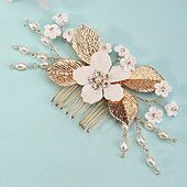 cheap Headpieces-Hair Combs Headdress Imitation Pearl Rhinestone Wedding Cocktail Luxury Retro With Rhinestone Faux Pearl Headpiece Headwear
