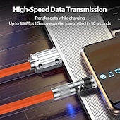 billiga Mobiltelefon kablar-passagerarkabel roterande magnetisk kabel 540 grader snabbladdning silikon typ trippel hand magnetisk kabel laddningskabel