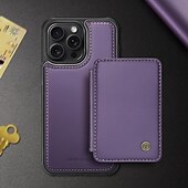 Недорогие Чехлы для iPhone-телефон Кейс для Назначение айфон 16 Айфон 15 Про Макс Плюс iPhone 14 13 12 11 Pro Max Plus Кейс на заднюю панель со стендом Съемный Магнитный Ретро ТПУ ПК Кожа PU