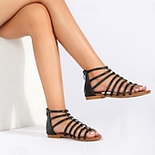 cheap Casual Sandals-Women&#039;s Brown Gladiator Sandals – Strappy Flat Summer Shoes with Open-Toe Design for Casual Beach &amp; Vacation Wear