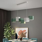 billige Lysekroner-led hengende lysarmatur for spisestue kontor stue, moderne kube dimmes led pendel lys 6 lys, moderne geometrisk lysekrone