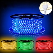 billige vanntette stripelys-led utendørs stripe lys ac220v vanntett ip67 lys stripe eu plug fleksibel tau lys 5050 60 led/m høy lysstyrke egnet for innendørs og utendørs kommersiell belysning dekorasjon inkludert installat