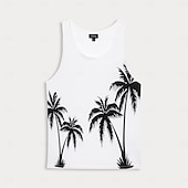 billiga Herrarnas Elite T-shirts och linnen-Herr Grafisk Conch Linne Undertröjor Ärmlös T-shirt 3D-tryck Rund hals Skjorta Mode Utomhus Ledigt Gata Ledigt Dagligen Ljusblå Vit Vår &amp; sommar Kläder S M L XL XXL 3XL