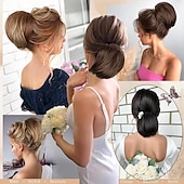 abordables Moños-Moño de pelo desordenado, moño corto con cola de caballo, peine con cordón, extensión de moño con clip para mujer, pieza de pelo sintético, moño, moño recogido para fiesta diaria