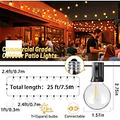 cheap Plug String Lights-UL Certified Outdoor LED Bulb String Lights 98ft 30m String Lights Outdoor with Shatterproof G40 LED Bulbs Waterproof Hanging Patio Lighting for Christmas Patio House Backyard Balcony Party