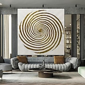 cheap Abstract Paintings-Hand Painted Modern Canvas Circle Gold Foil Abstract Pattern Nordic Abstract Wall Art Home Decor Module Living Room Nordic Home Decor Painting Home Decor Stretched Frame Ready To Hang Or No Frame
