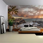 cheap Ocean Beach Tapestry-Sunshine Beach Landscape Hanging Tapestry Wall Art Large Tapestry Mural Decor Photograph Backdrop Blanket Curtain Home Bedroom Living Room Decoration