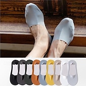 abordables calcetines caseros-Calcetines náuticos de seda helada para hombre, calcetines finos antideslizantes para primavera y verano para mujer, calcetines de fondo de algodón con tacones altos, calcetines invisibles de boca