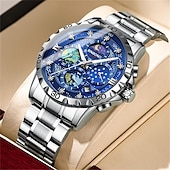 economico Orologi al quarzo-Da uomo Orologio al quarzo Di tendenza Lavoro Orologio da polso Visualizzazione delle fasi lunari Luminoso Calendario Impermeabile Acciaio Guarda