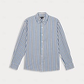 preiswerte Herren Elite Hemden-Herren Hemd Sommerhemd Freizeithemd Knopfhemd Schwarz Blau Langarm Streifen Revers Urlaub Alltagskleidung Bekleidung Baumwolle 100% Baumwolle Mode Hawaiianisch Lässig