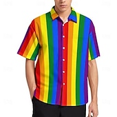preiswerte Stolz-LGBT LGBTQ Regenbogenfahne Bluse / Hemd Regenbogen Grafik Für Herren Erwachsene Maskerade 3D-Druck Pride Parade Pride-Monat