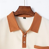 preiswerte Klassisches Poloshirt für Herren-Herren Waffel-Poloshirt Golfhemd Arbeit Casual Kargen Kurzarm Basic Modern Farbblock Patchwork Taste Frühling Sommer Regular Fit Schwarz Weiß Blau Khaki Grau Waffel-Poloshirt