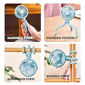 cheap Heating &amp; Cooling-Octopus Fan Easy to Carry Multi-Functional Folding Office Desktop Outdoor Camping Stroller Handheld Fan Baby Stroller Fan Hand Held Bicycle Portable FanVentilator Silent Outdoor Cooler Neck Fan