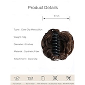 ieftine Meșe-Coc de păr dezordonat postă de păr pentru femei clip în gheare piese de păr chignon sintetice extensii de coc de păr ciufulit super lung ciufulite ondulate posturi ondulate pentru uzura zilnică
