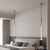 abordables Éclairages pour îlot-LED pendentif lumière 70 cm noir or cuisine pendentif éclairage sur île longue barre pendentif lumière milieu du siècle long linéaire lustre boule plafond pendentif lustre 110-240 v
