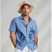 voordelige Heren Elite Overhemden-Voor heren Grafisch Tropische planten Overhemd Normaal shirt Hawaiiaans overhemd Korte mouw Hawaii Mode-casual Vakantie Dagelijks Hawaii Lente &amp; Herfst Revers Afdrukken blauw Groen Grijs