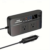cheap Car Charger-200W Power Inverter for Car - DC 12V to 110V AC Converter with 3 USB Type-C and LED Display Screen Suitable for Cars/SUVs/Trucks