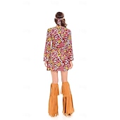 levne 70. léta 20. století-Retro 60. léta Hippie Šaty Cosplay kostým Čelenka Hippie Disko Dámské Dívčí Třásně předvečer Všech svatých Karneval Plesová maškaráda Výkon Plesová maškaráda Běžné / Denní Dospělé Šaty Kryt obuvi
