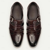 billiga Premium läder sandaler-Herr Sandaler Romerska skor Läder Andningsfunktion Bekväm Halksäker Spänne Kaffe