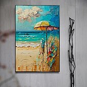 preiswerte Abstrakte Gemälde-abstraktes Strand-Ölgemälde auf Leinwand, großes handgemaltes Sonnenschein-Ozeanküsten-Seelandschafts-Ölgemälde, Wandkunst, modernes blau-beiges Ölgemälde für die Wanddekoration im Wohnzimmer