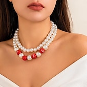 levne Náhrdelníky-İnci Kolyeler Napodobenina perel Dámské Elegantní umělecké Vícevrstvé Svatba Kruh Náhrdelníky Pro Svatební Párty ulice