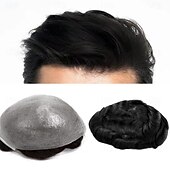 baratos Pedaços de cabelo humano e postiços-Peruca de 6 polegadas para homens, pele ultrafina, 8x10 polegadas, cabelo humano, densidade de luz preta natural, sistemas de substituição de peruca masculina 8x10