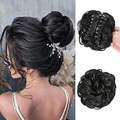 economico Chignon-fermaglio per capelli con artiglio, chignon per capelli sintetici, chignon riccio ondulato, extension per chignon, chignon spettinato, chignon per capelli con artiglio, coda di cavallo, scrunchie per capelli con clip per donna