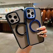 cheap iPhone Cases-Phone Case For iPhone 16 iPhone 15 Pro Max Plus iPhone 14 13 12 11 Pro Max Plus Back Cover With Magsafe with Stand Holder Support Wireless Charging Matte Frosted Retro TPU PC Metal
