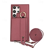 baratos Capa Samsung-telefone Capinha Para Samsung Galaxy S24 Ultra Plus S23 Ultra Plus S22 Plus Ultra S25 Ultra Capa traseira Com Suporte com pulseira Slot para cartão Retro TPU Metal Couro PU