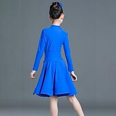 billiga Danskläder till latindans-Latinamerikansk dans Barndanskläder Klänning Ren Färg Tvinning Flickor Prestanda Träning Långärmad Hög Polyester