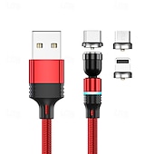 levne Kabely pro mobilní telefony-Vícenásobný nabíjecí kabel 0,5M (1.5Ft) 3,3 stop 6,6 stop USB A na Lightning / micro / USB C 2.4 A Nabíjecí kabel Rychlé nabíjení Nylonové pletené 3 v 1 Magnetické Pro Samsung Xiaomi Huawei Doplňky k