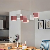 billige Lysekroner-led hengende lysarmatur for spisestue kontor stue, moderne kube dimmes led pendel lys 6 lys, moderne geometrisk lysekrone