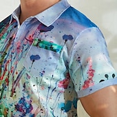 economico Polo stampata da uomo-Per uomo Stampe astratte Polo a nido d&#039;ape Magliette polo Polo con risvolto Polo con bottoni Camicia da golf Golf Manica corta Camicia Collo ripiegabile Esterno Strada Blu-verde Blu Viola Arancione