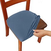 abordables Sr. y Sra. Boda-4 piezas/6 piezas de color sólido cepillado de alta elasticidad funda de silla simple suave y cómoda funda de asiento de silla a prueba de polvo y resistente a la suciedad adecuada para silla de