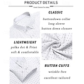 economico Camicie Button Down da uomo-Per uomo Camicia Camicia elegante Camicia con Bottoni A Pois Matrimonio Lavoro Nero Bianco Rosso Blu marino Manica Lunga Collo ripiegato Primavera &amp; Autunno Abbigliamento